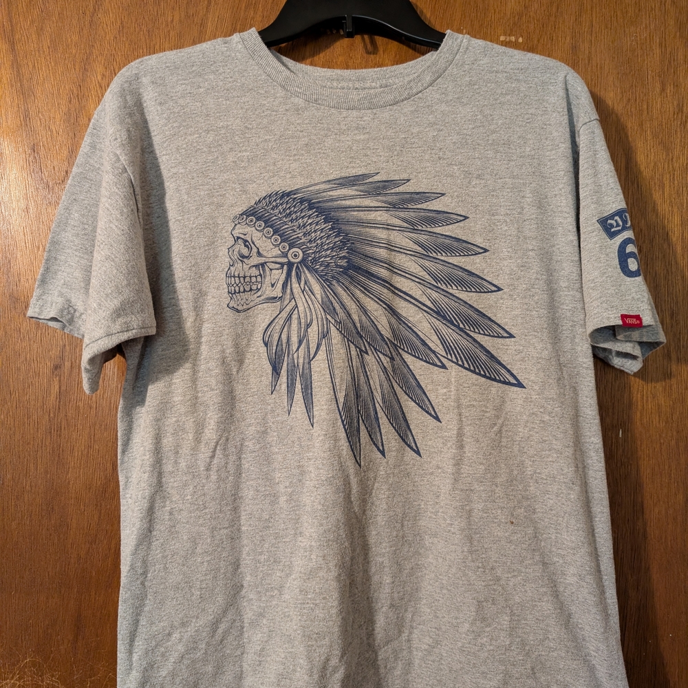 Vans Gray and Blue Short Sleeve Tee with Graphic Print